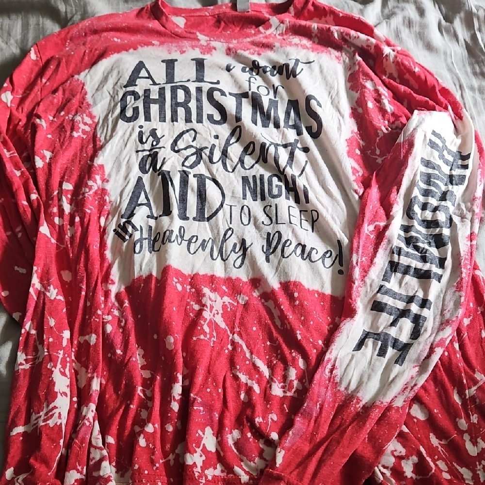Next Level Apparel Red and White Christmas Long Sleeve Tee